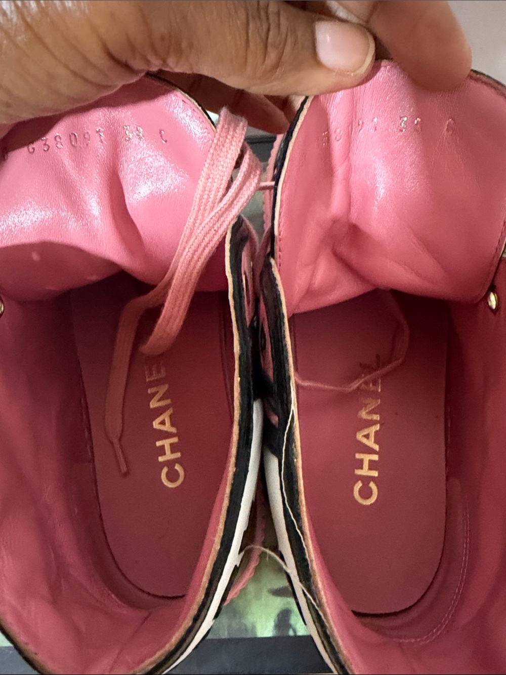 CHANEL Pink and Black High-Top Sneakers - Picture 4 of 7